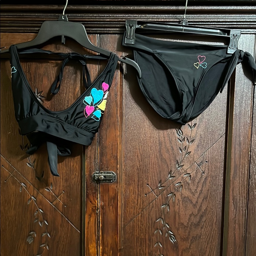 Body Glove Black Bikini with Colorful Heart Accents